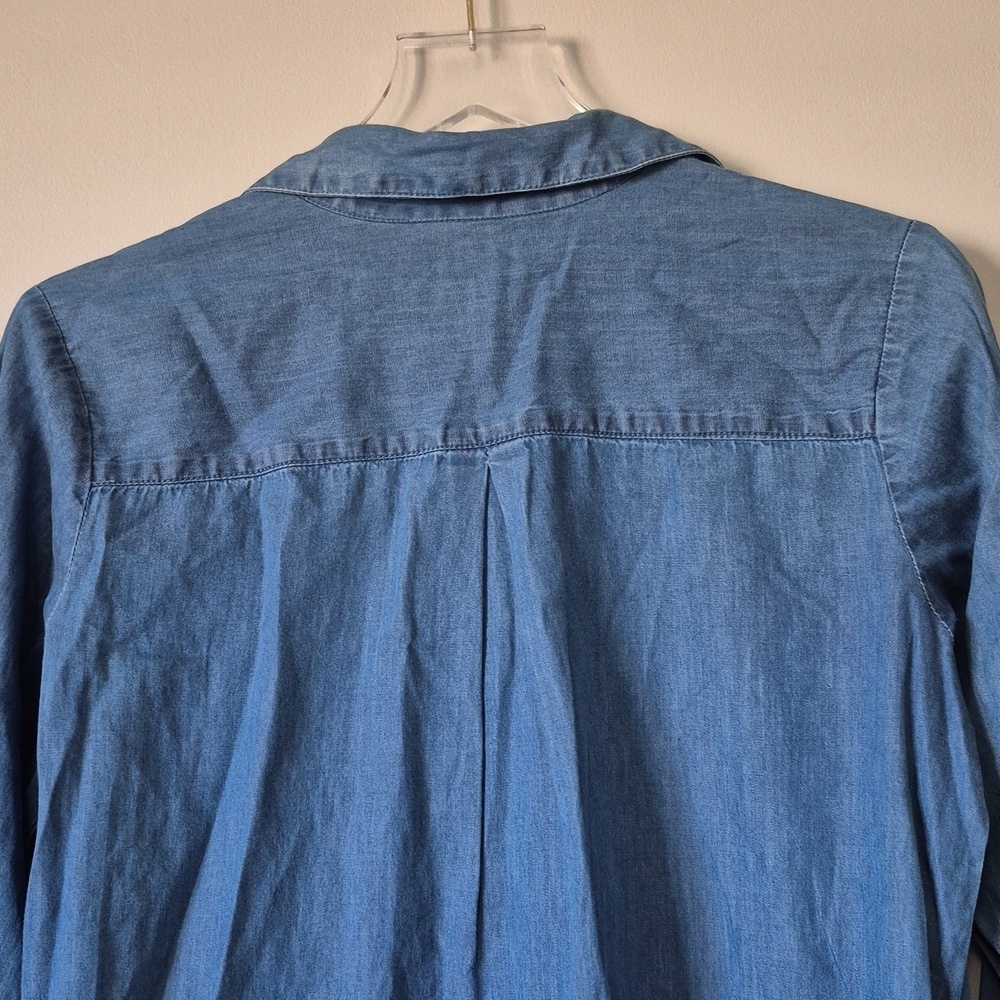 Lori M Collection Blue Chambray Denim Shirt Dress, Size S Casual Coastal Relaxed - Picture 8 of 12